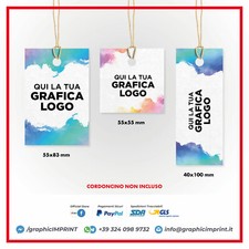 Etichette cartellini per abbigliamento targhette tag segnaprezzi con foro e logo