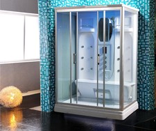 CABINA DOCCIA IDROMASSAGGIO KING 140x90 SAUNA BLUETOOTH VASCA O3 BAGNO TURCO LED