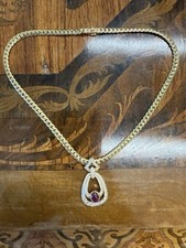 Collana CARTIER PARIS oro giallo 18 kt, diamanti e rubini cabochon anni 80 vintage