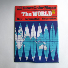 Mappa del mondo a colori gigante Coles vintage anni 80 circa