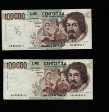 due banconote 100.000 lire