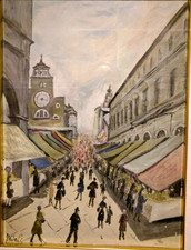 quadro olio su tela Venezia mercato cm.48x58