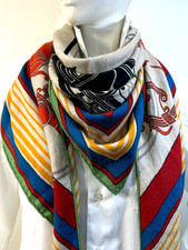 Sciarpa vintage Hermes modello carrozza cashmere seta triangolo stola scialle #m5004