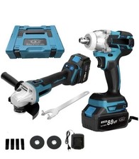 Kit 2 in 1 Avvitatore ad Impulsi Svitabulloni Smerigliatrice Angolare 2 batterie