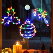 3x Luci Natale Natalizie FINESTRA finestre porta porte VENTOSA ADDOBBI RGB
