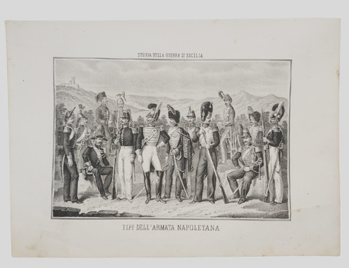 Esercito borbonico litografia - esercito,