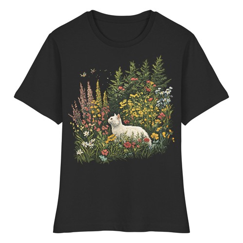 Shirt donna gatto fiori - donna,