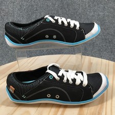 Dr Scholls Shoes Womens 7.5 M Jennie Casual Low Top Sneakers Black Blue Fabric