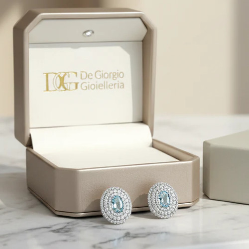 Orecchini con pietra azzurra - , e