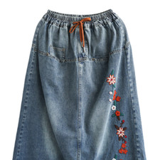 Donna Jeans Ricamato Gonna