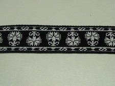 BORDO GALLONE PASSAMANERIA TIROLESE BIANCO NERO ORIGINALE COTONE TELAIO X 1 MT