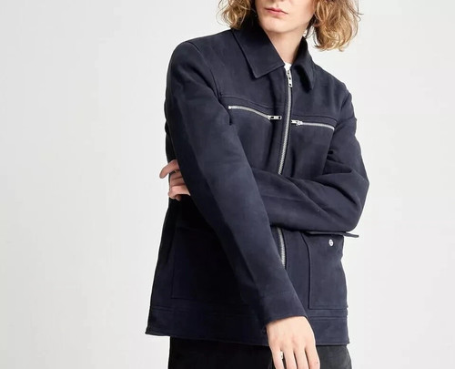 Giacca uomo blu scamosciata