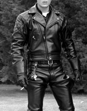 Giacca bikers uomo vera pelle pannelli trapuntati pelle naturale giacca BLUF