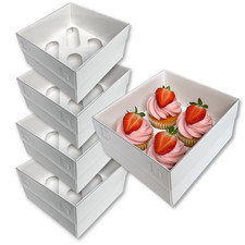 Sweet Artist Scatole per Cupcake 4 Fori Extra Alte con Coperchio Espositore Trasparente (Confezione da 5)