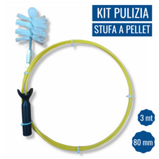 Kit per pulizia Stufa a Pellet scovolo tubi canna fumaria 3 mt spazzola 80mm