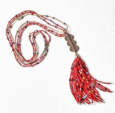 collana lunga chakra radice sole luna rossa perline Africa tribale donna anima