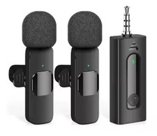 2 Microfoni Wireless Lavalier con jack per telefono, fotocamera, amplificatore, altoparlante