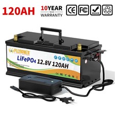 Batteria litio 120Ah 12V LiFePO4 batteria 6000+ cicli barca solare camper camper
