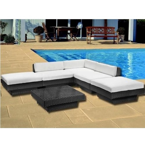 Divano salotto rattan nero