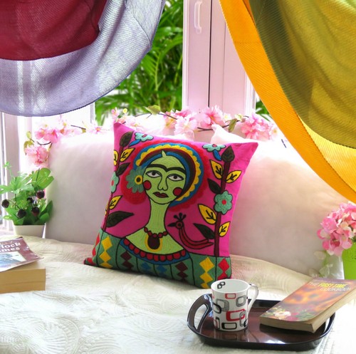 Embroidered pillow cover - cover, home