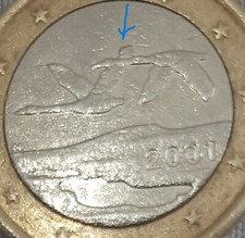 Moneta Rara 1 Euro Finlandia 2001 Cigni Uccelli,
