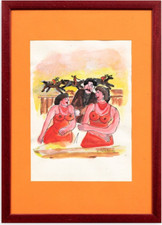 SALVO LOMBARDO (1948) QUADRO DIPINTO Tecnica Mista su Cartoncino con Cornice !!!