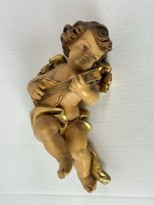 2181/25 Farbiger Engel Holz Putte Holzengel Wandengel