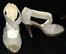 Sandali Décolletè Tacco Alto Argento Strass