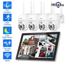 Hiseeu 5MP Wifi Kit 4 Telecamere Monitor Sorveglianza Sistema Sicurezza Notturna