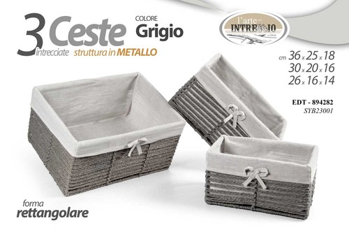 Cestini rettangolari grigio - rettangolari,