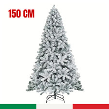 Albero di Natale Bianco Innevato Artificiale 150 CM Durevole Con Base Criptata