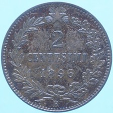 UMBERTO I 2 CENTESIMI 1896 ROMA RAME COPPER COIN CURRENCY NUMISMATICA COLLEZIONE