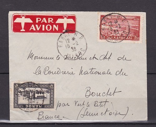 Timbre enveloppe 1938 maroc - enveloppe,