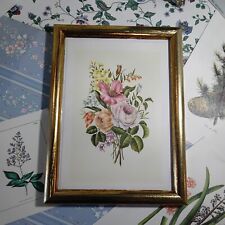 qb7) Cornice Legno Dorato Stampa Vintage Fiori Botanica Vintage 2a Scelta 