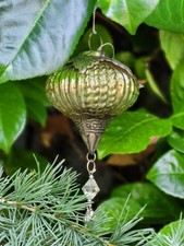 Pallina per albero di Natale ornamento in vetro argento antico palla di Natal...