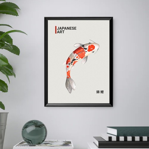 Quadro vintage carpa - "carpa, koi"
