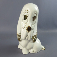 Scultura cane ceramica Basset Hound firma Ahura statua soprammobile vintage