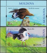 Moldavia 2019 Europa uccellini cicogna bianca aquila dorata rapaci fauna selvatica 2v MNH