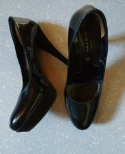 ALBANO décolleté nero,vernice e camoscio, tacco altissimo,37, plateau, primavera