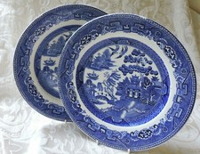 2 Antichi Piatti Willow Wedgwood & Co 26 cm  Blu & White 2 Plates Willow Pattern