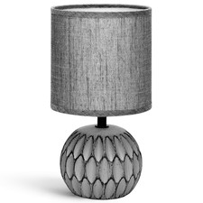 LAMPADA DA TAVOLO LUME COMODINO ABATJOUR MODERNA IN CERAMICA E TESSUTO AIGOSTAR