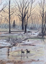 Disegno invernale paesaggio