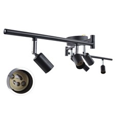 (Nero)Kit Illuminazione Pista Lampada Girevole Testa 6 Vie Faretto Soffitto GU10