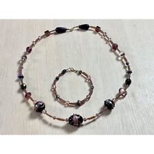 Set collana e bracciale con perline in vetro di Murano, gioielli in vetro fat...