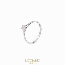 Anello solitario donna oro bianco 18kt e zircone