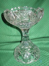 Centrotavola alzata cristallo in inciso. Boemia anni ’50 h. cm. 21 M2 Crystal ^