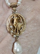 Collana perle mm3  vintage pendente ciondolo mano micro perle perla barocca oro