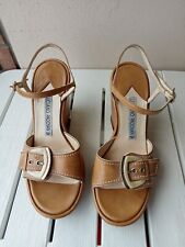 Sandali donna Luciano Padovan con zeppa 10 cm con plateau tg.36,5 pelle marrone 