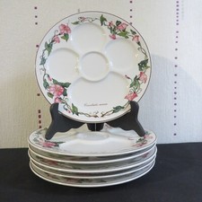 6 Piatti Per Ostriche In Porcellana Villeroy E Boch Modello Botanica Firmato