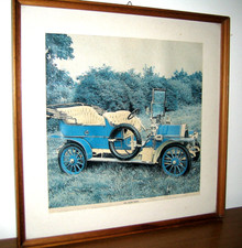 STAMPA AUTO D'EPOCA BELSIZE TOURER 1909 vintage QUADRO CON CORNICE LEGNO